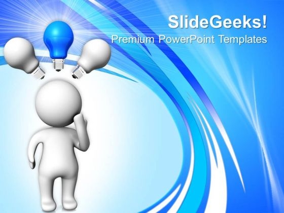 Man With Blue Light Bulb Technology PowerPoint Templates And PowerPoint Themes 0712