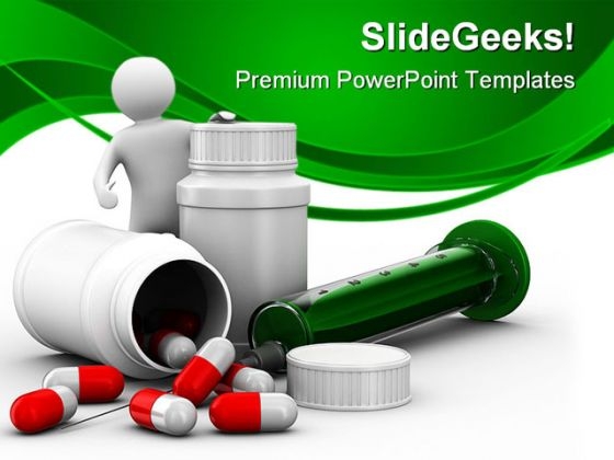 Man With Bottle For Tablets Medical PowerPoint Templates And PowerPoint Backgrounds 0411 Man With Bottle For Tablets Medical PowerPoint Templates And PowerPoint Backgrounds 0411