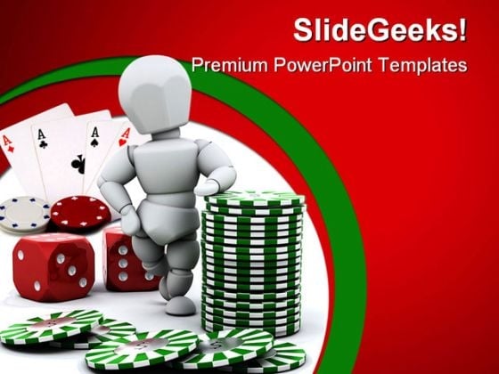 Man With Casino Dices Lifestyle PowerPoint Templates And PowerPoint Backgrounds 0411 Man With Casino Dices Lifestyle PowerPoint Templates And PowerPoint Backgrounds 0411