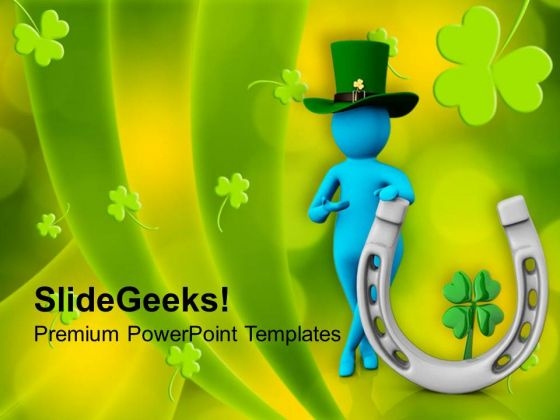 Man With Green Hat And Clover Leaf Patrick PowerPoint Templates Ppt Backgrounds For Slides 0313 Man With Green Hat And Clover Leaf Patrick PowerPoint Templates Ppt Backgrounds For Slides 0313