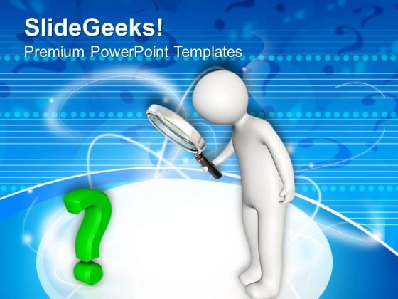 Man With Magnifying Glass Over Question Mark PowerPoint Templates Ppt Backgrounds For Slides 0713 Man With Magnifying Glass Over Question Mark PowerPoint Templates Ppt Backgrounds For Slides 0713