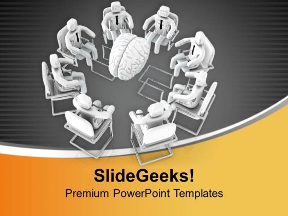Men In Meeting Around Human Brain PowerPoint Templates Ppt Backgrounds For Slides 0713 Men In Meeting Around Human Brain PowerPoint Templates Ppt Backgrounds For Slides 0713