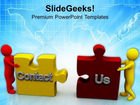 Men Pushing Puzzles Contact Us PowerPoint Templates Ppt Backgrounds For Slides 0713 Men Pushing Puzzles Contact Us PowerPoint Templates Ppt Backgrounds For Slides 0713