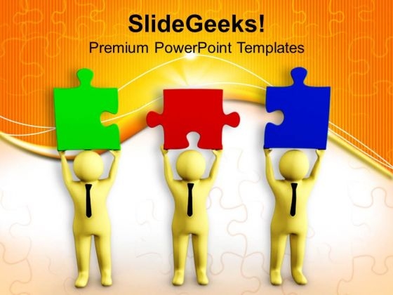 Men Try To Join The Puzzle Pieces PowerPoint Templates Ppt Backgrounds For Slides 0713 Men Try To Join The Puzzle Pieces PowerPoint Templates Ppt Backgrounds For Slides 0713
