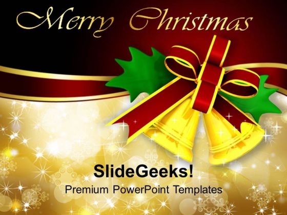 Merry Christmas With Bells Holidays PowerPoint Templates Ppt Backgrounds For Slides 1212