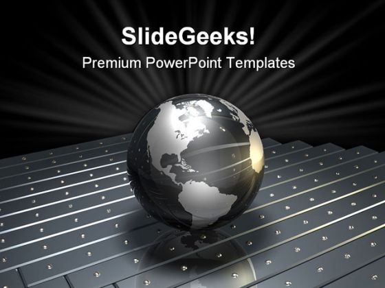 Metallic Globe Global PowerPoint Templates And PowerPoint Backgrounds 0711