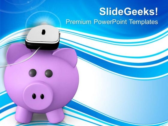 Metallic Mouse Placed On A Piggy Bank PowerPoint Templates Ppt Backgrounds For Slides 0213 Metallic Mouse Placed On A Piggy Bank PowerPoint Templates Ppt Backgrounds For Slides 0213
