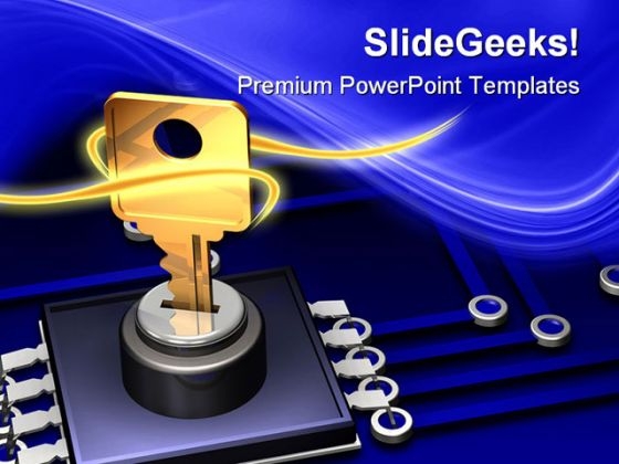 Microchip And Key Security PowerPoint Themes And PowerPoint Slides 0411