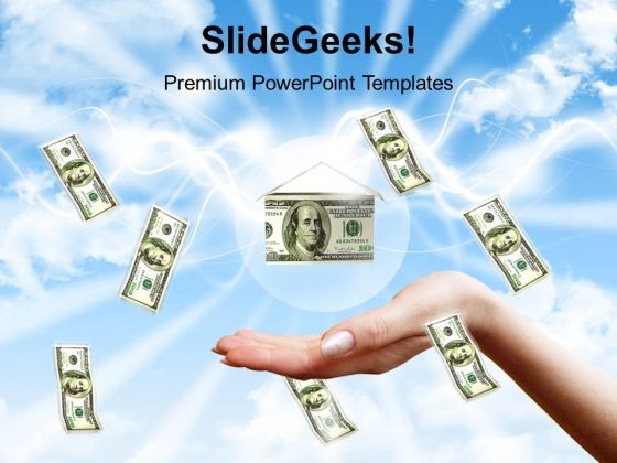 money falling to hands over blue sky background powerpoint templates money background for powerpoint