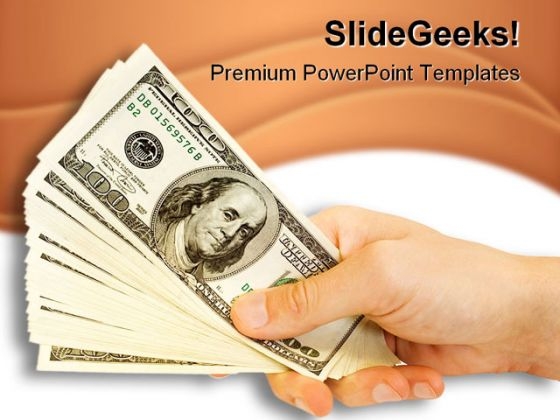 Money In Hand People PowerPoint Template 0810