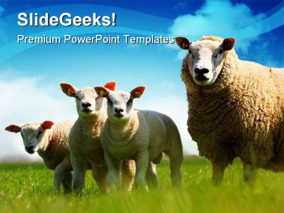 Mother And Kids Animals PowerPoint Template 1110 Mother And Kids Animals PowerPoint Template 1110
