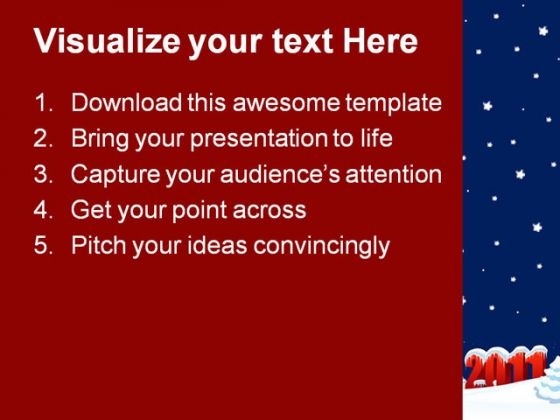 new year 2011 holidays powerpoint template 1010 text
