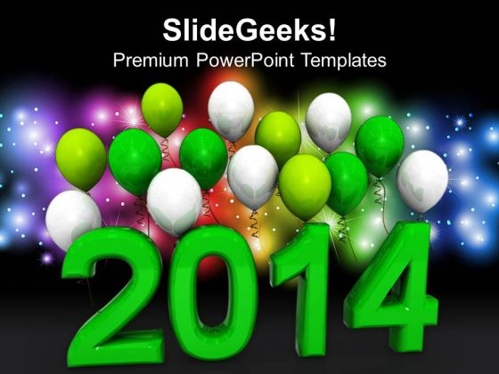 New Year 2014 With Balloons PowerPoint Template 1113 New Year 2014 With Balloons PowerPoint Template 1113