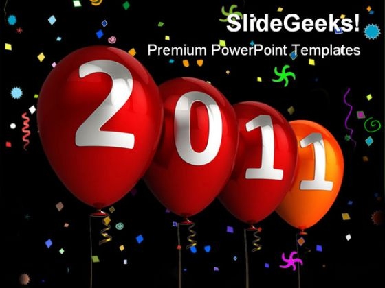 new year balloons celebration powerpoint template 1110 title