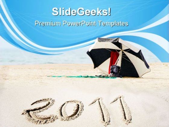 New Year On Beach Vacation PowerPoint Templates And PowerPoint Backgrounds 0711 New Year On Beach Vacation PowerPoint Templates And PowerPoint Backgrounds 0711