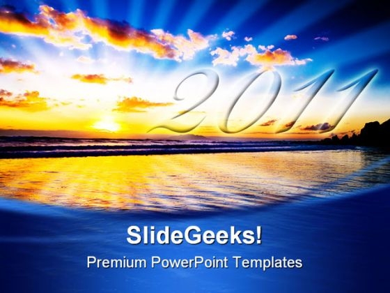 New Year Sunrise Holidays PowerPoint Template 1010 New Year Sunrise Holidays PowerPoint Template 1010