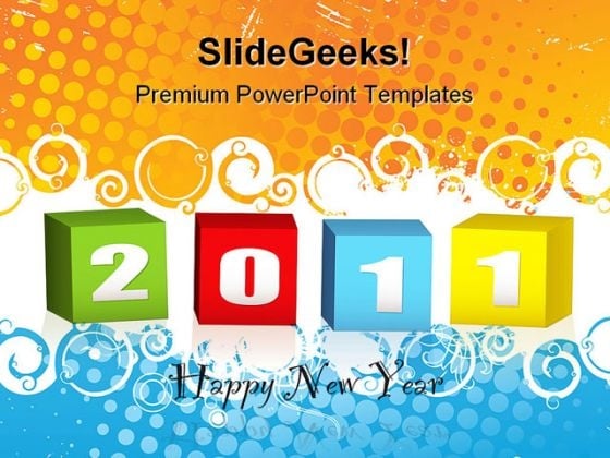 New Year Wood Blocks Symbol PowerPoint Templates And PowerPoint Backgrounds 0511