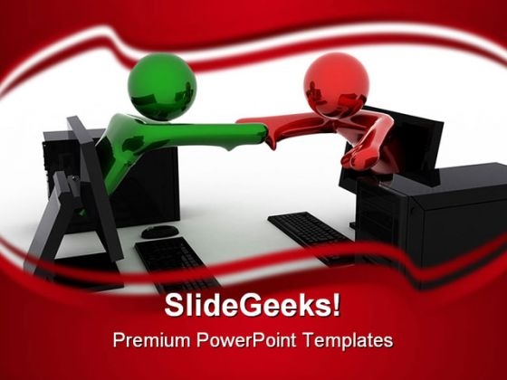 Online Handshake Internet PowerPoint Background And Template 1210