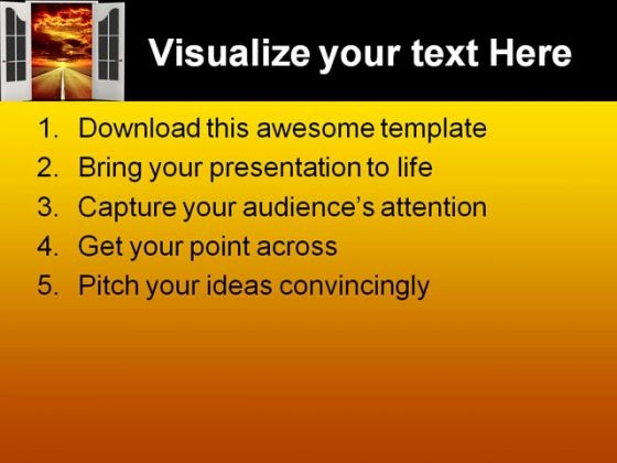 open_door_to_road_holidays_powerpoint_template_1110_text