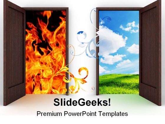 Opened Door Nature PowerPoint Template 0810 Opened Door Nature PowerPoint Template 0810