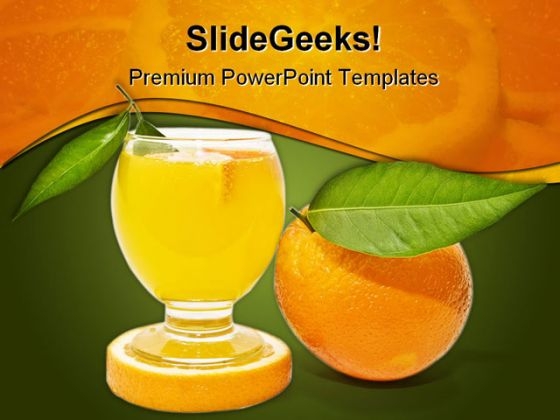 Orange Juice Food PowerPoint Template 0810