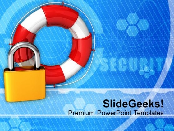 Padlock And Lifesaver Security Icons PowerPoint Templates Ppt Backgrounds For Slides 0113 Padlock And Lifesaver Security Icons PowerPoint Templates Ppt Backgrounds For Slides 0113