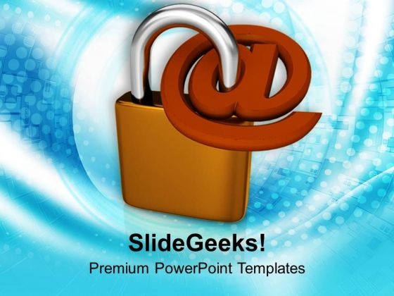 Padlock With At Sign PowerPoint Templates Ppt Backgrounds For Slides 0713 Padlock With At Sign PowerPoint Templates Ppt Backgrounds For Slides 0713