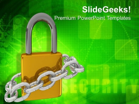 Padlock With Metallic Chain Security PowerPoint Templates Ppt Backgrounds For Slides 0213 Padlock With Metallic Chain Security PowerPoint Templates Ppt Backgrounds For Slides 0213