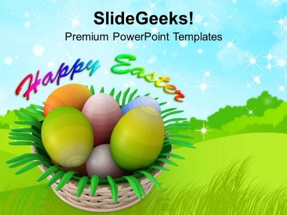 Painted Eggs In Basket Happy Easter PowerPoint Templates Ppt Backgrounds For Slides 0313 Painted Eggs In Basket Happy Easter PowerPoint Templates Ppt Backgrounds For Slides 0313