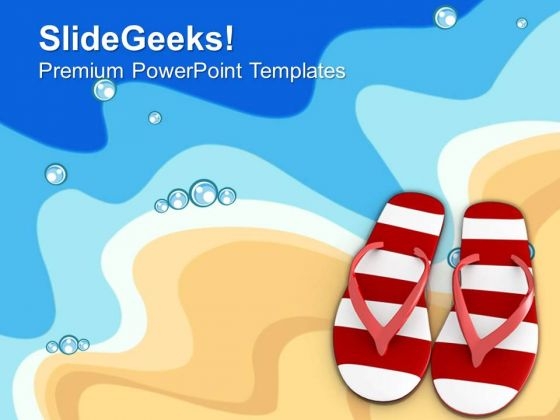 Pair Of Flip Flop On Beach PowerPoint Templates Ppt Backgrounds For Slides 0413 Pair Of Flip Flop On Beach PowerPoint Templates Ppt Backgrounds For Slides 0413