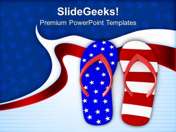 Pair Of Flip Flops Americana PowerPoint Templates Ppt Backgrounds For Slides 0413