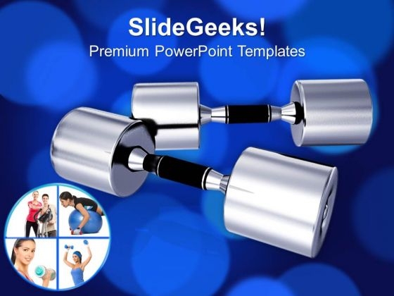 Pair Of Metallic Dumbbells Exercise Health PowerPoint Templates Ppt Backgrounds For Slides 0213 Pair Of Metallic Dumbbells Exercise Health PowerPoint Templates Ppt Backgrounds For Slides 0213