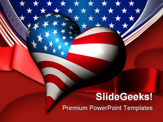 Patriotic Love Heart Americana PowerPoint Template 1010 Patriotic Love Heart Americana PowerPoint Template 1010