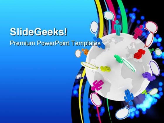 People Talk Globe PowerPoint Template 0610 People Talk Globe PowerPoint Template 0610