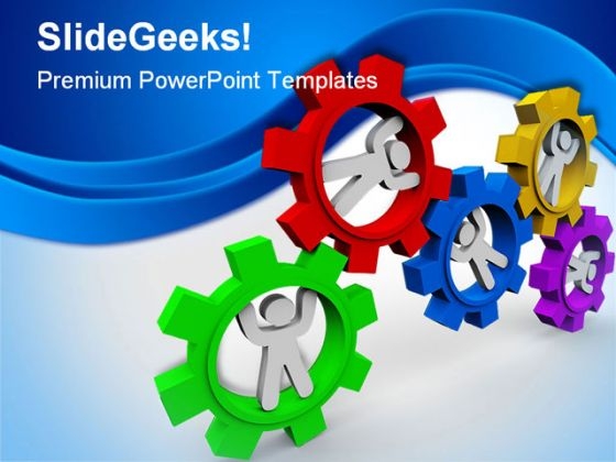 People Turning In Gears Industrial PowerPoint Template 1110 People Turning In Gears Industrial PowerPoint Template 1110