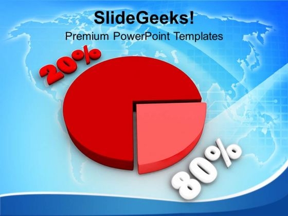 Pie Chart With Percentage 80 20 Growth PowerPoint Templates Ppt Backgrounds For Slides 0213