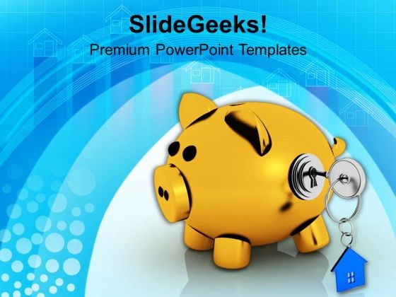 Piggy Bank Lock And Key Real Estate PowerPoint Templates Ppt Backgrounds For Slides 0213