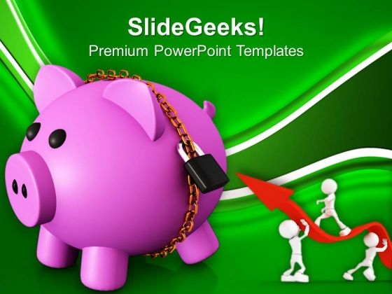 Piggy Bank Secured With Padlock And Chain PowerPoint Templates Ppt Backgrounds For Slides 0213 Piggy Bank Secured With Padlock And Chain PowerPoint Templates Ppt Backgrounds For Slides 0213
