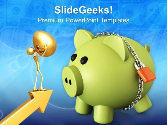 Piggy Bank Secured With Padlock Business PowerPoint Templates Ppt Backgrounds For Slides 0213 Piggy Bank Secured With Padlock Business PowerPoint Templates Ppt Backgrounds For Slides 0213