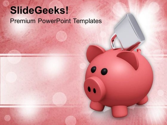 Piggy Bank Secured With Padlock Finance PowerPoint Templates Ppt Backgrounds For Slides 1212 Piggy Bank Secured With Padlock Finance PowerPoint Templates Ppt Backgrounds For Slides 1212