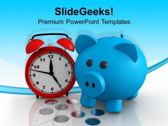 Piggy Bank With Coins And Clock Savings PowerPoint Templates Ppt Backgrounds For Slides 0213 Piggy Bank With Coins And Clock Savings PowerPoint Templates Ppt Backgrounds For Slides 0213