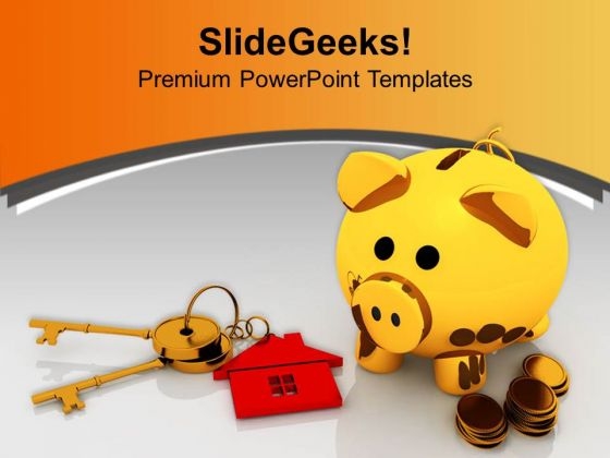Piggy Bank With Coins And Key Real Estate PowerPoint Templates Ppt Backgrounds For Slides 0213 Piggy Bank With Coins And Key Real Estate PowerPoint Templates Ppt Backgrounds For Slides 0213