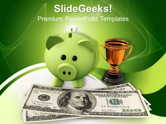 Piggy Bank With Gold Trophy Investment PowerPoint Templates And PowerPoint Themes 1012 Piggy Bank With Gold Trophy Investment PowerPoint Templates And PowerPoint Themes 1012
