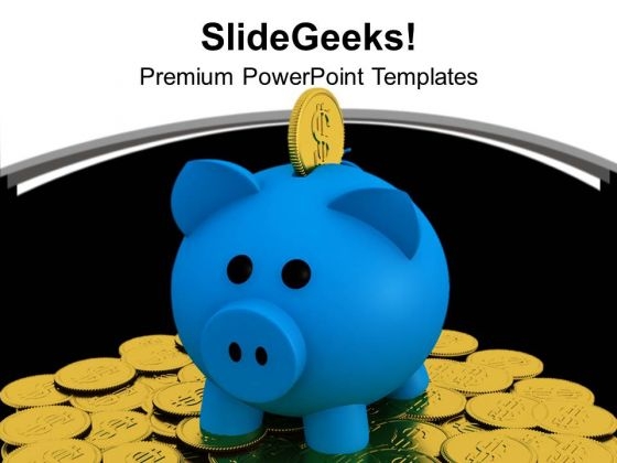 Piggy Bank With Golden Coins PowerPoint Templates Ppt Backgrounds For Slides 0213