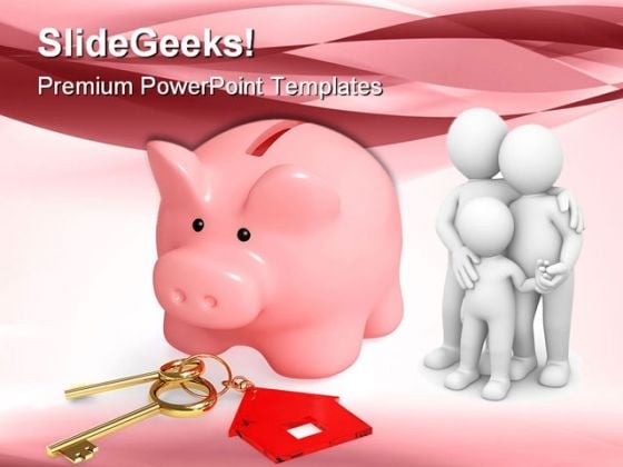 Piggy Bank With House Keys Family PowerPoint Templates And PowerPoint Backgrounds 0511