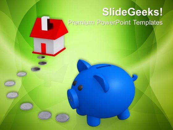 Piggy Bank With House Real Estate PowerPoint Templates And PowerPoint Themes 0812 Piggy Bank With House Real Estate PowerPoint Templates And PowerPoint Themes 0812