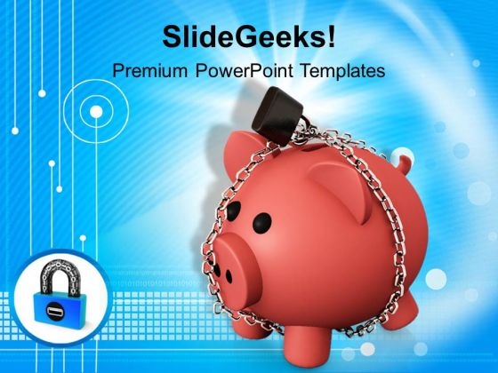 Piggy Bank With Padlock And Chains Savings PowerPoint Templates Ppt Backgrounds For Slides 0213 Piggy Bank With Padlock And Chains Savings PowerPoint Templates Ppt Backgrounds For Slides 0213