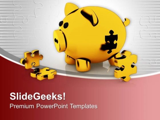Piggy Bank With Puzzles Solution Concept PowerPoint Templates Ppt Backgrounds For Slides 0313 Piggy Bank With Puzzles Solution Concept PowerPoint Templates Ppt Backgrounds For Slides 0313