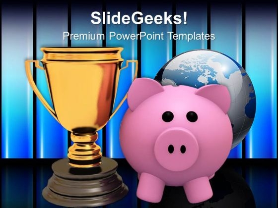 Piggy Bank With Trophy Winner With Savings PowerPoint Templates Ppt Backgrounds For Slides 0113 Piggy Bank With Trophy Winner With Savings PowerPoint Templates Ppt Backgrounds For Slides 0113