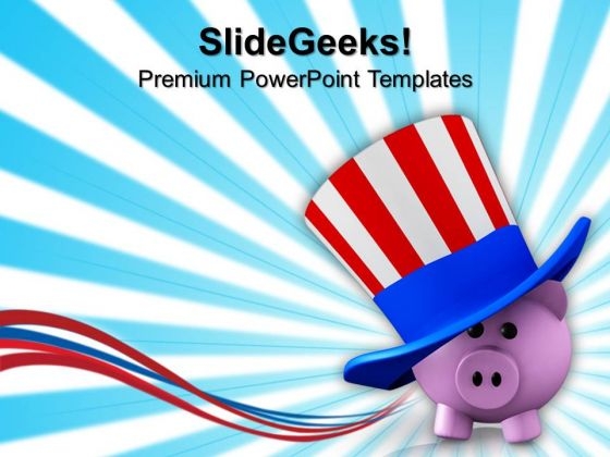 Piggy Wearing Patriotic Hat Americana PowerPoint Templates And PowerPoint Themes 0812 Piggy Wearing Patriotic Hat Americana PowerPoint Templates And PowerPoint Themes 0812